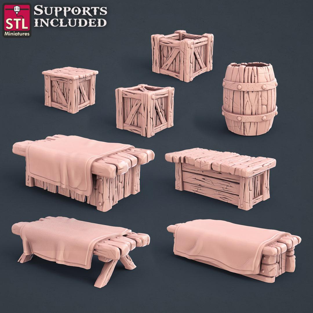 3D Printed STL Miniatures Blacksmith Weapon Store Set 28mm - 32mm War Gaming D&D - 3D Printing Boss 
