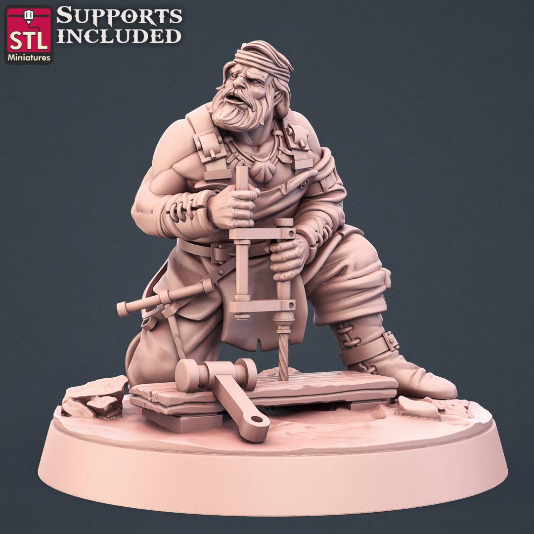 3D Printed STL Miniatures Boat Builder Set 28mm - 32mm War Gaming D&D - 3D Printing Boss 