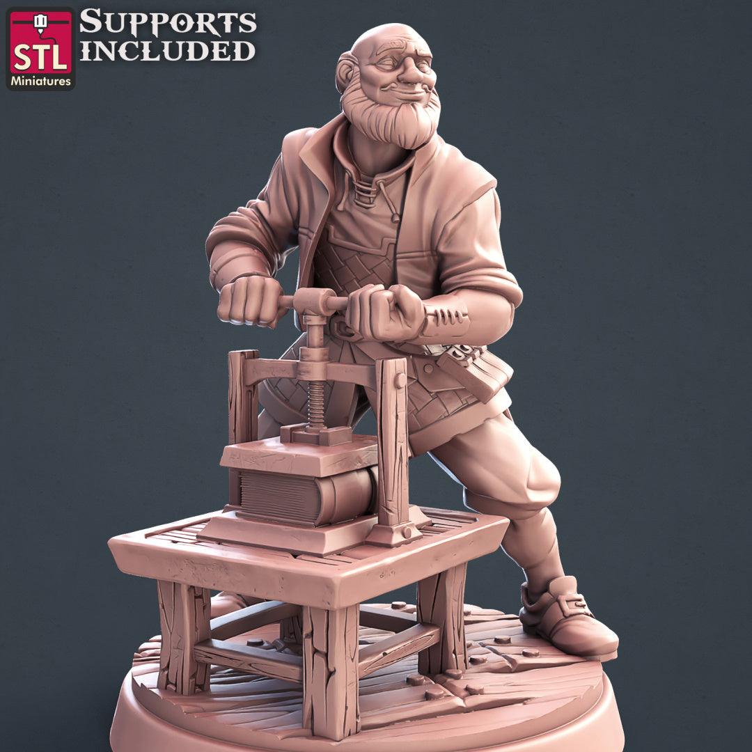 3D Printed STL Miniatures Bookbinder Set 28mm - 32mm War Gaming D&D - 3D Printing Boss 