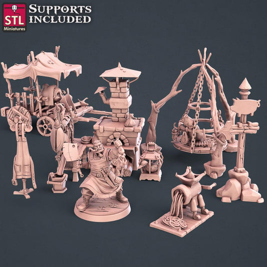 3D Printed STL Miniatures Butcher Set 28mm - 32mm War Gaming D&D - 3D Printing Boss 