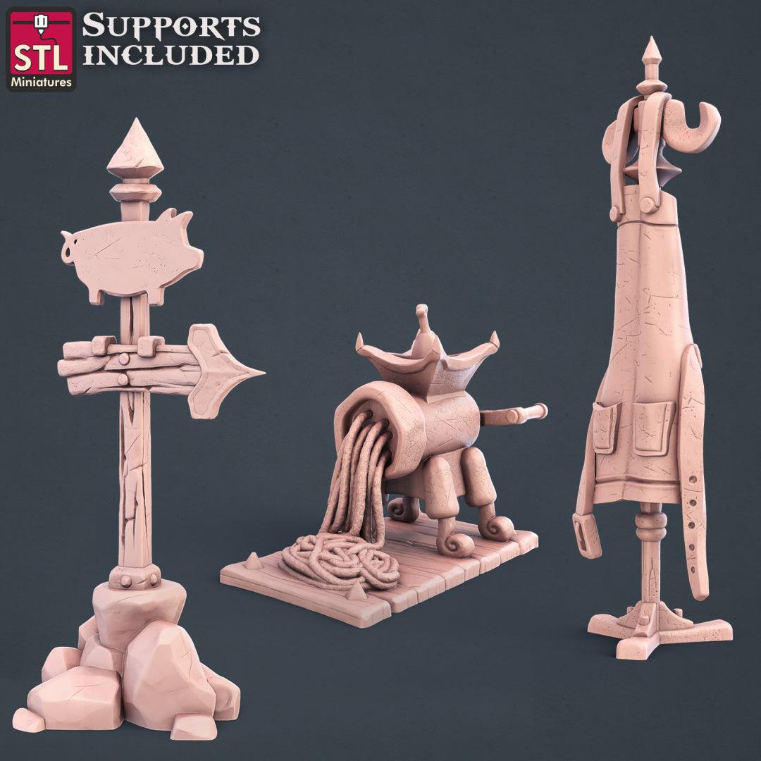 3D Printed STL Miniatures Butcher Set 28mm - 32mm War Gaming D&D - 3D Printing Boss 