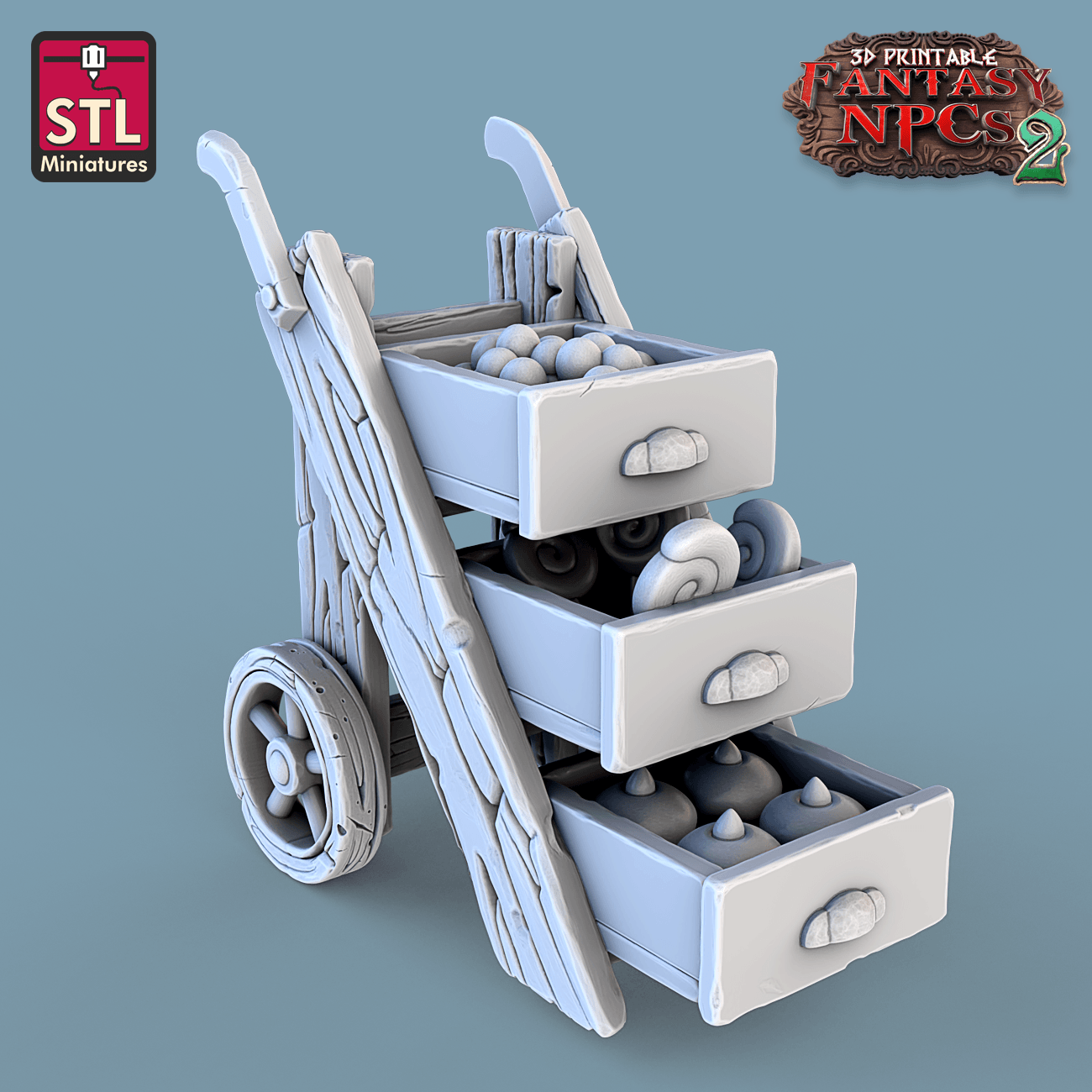 3D Printed STL Miniatures Candy Seller Set Fantasy NPC 2 | 28 - 32mm War Gaming D&D - 3D Printing Boss 