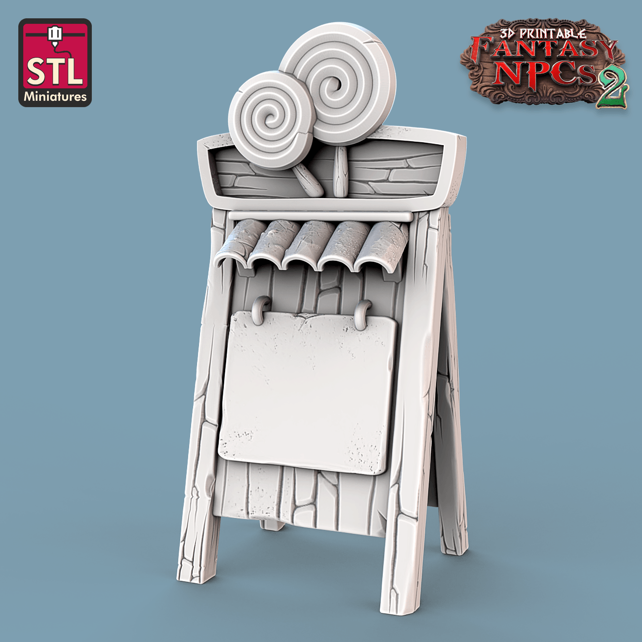 3D Printed STL Miniatures Candy Seller Set Fantasy NPC 2 | 28 - 32mm War Gaming D&D - 3D Printing Boss 