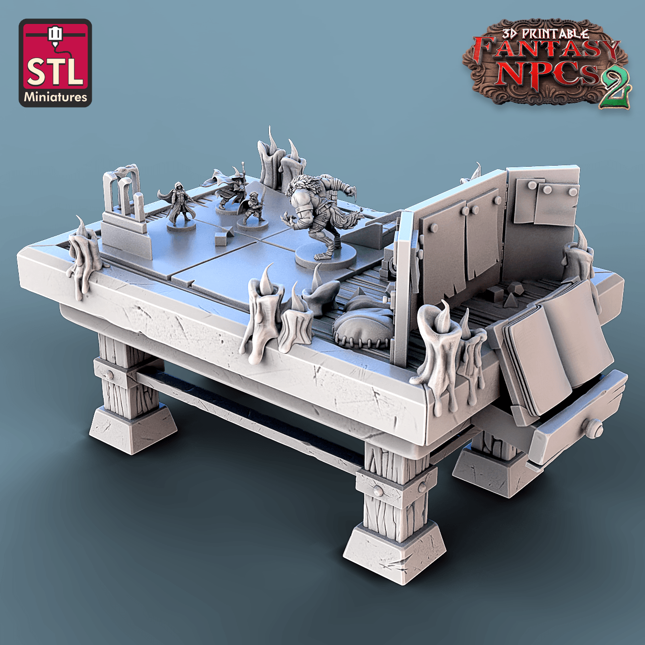3D Printed STL Miniatures Card Players Set Fantasy NPC 2 | 28 - 32mm War Gaming D&D - 3D Printing Boss 