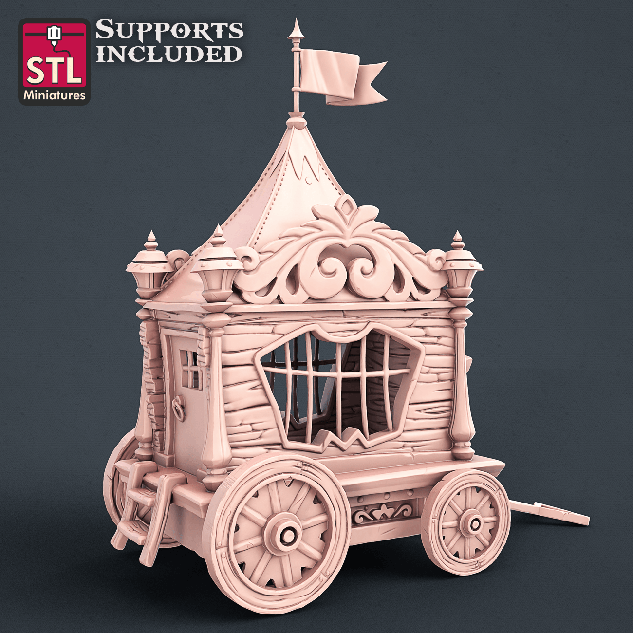 3D Printed STL Miniatures Carnival Set 28mm - 32mm War Gaming D&D - 3D Printing Boss 