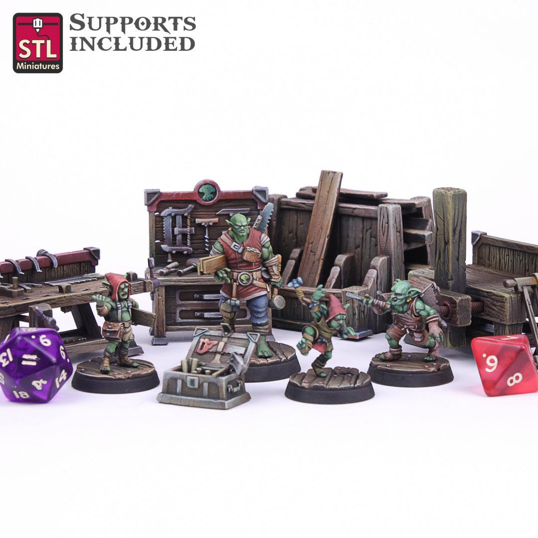 3D Printed STL Miniatures Carpenter Set 28mm - 32mm War Gaming D&D - 3D Printing Boss 