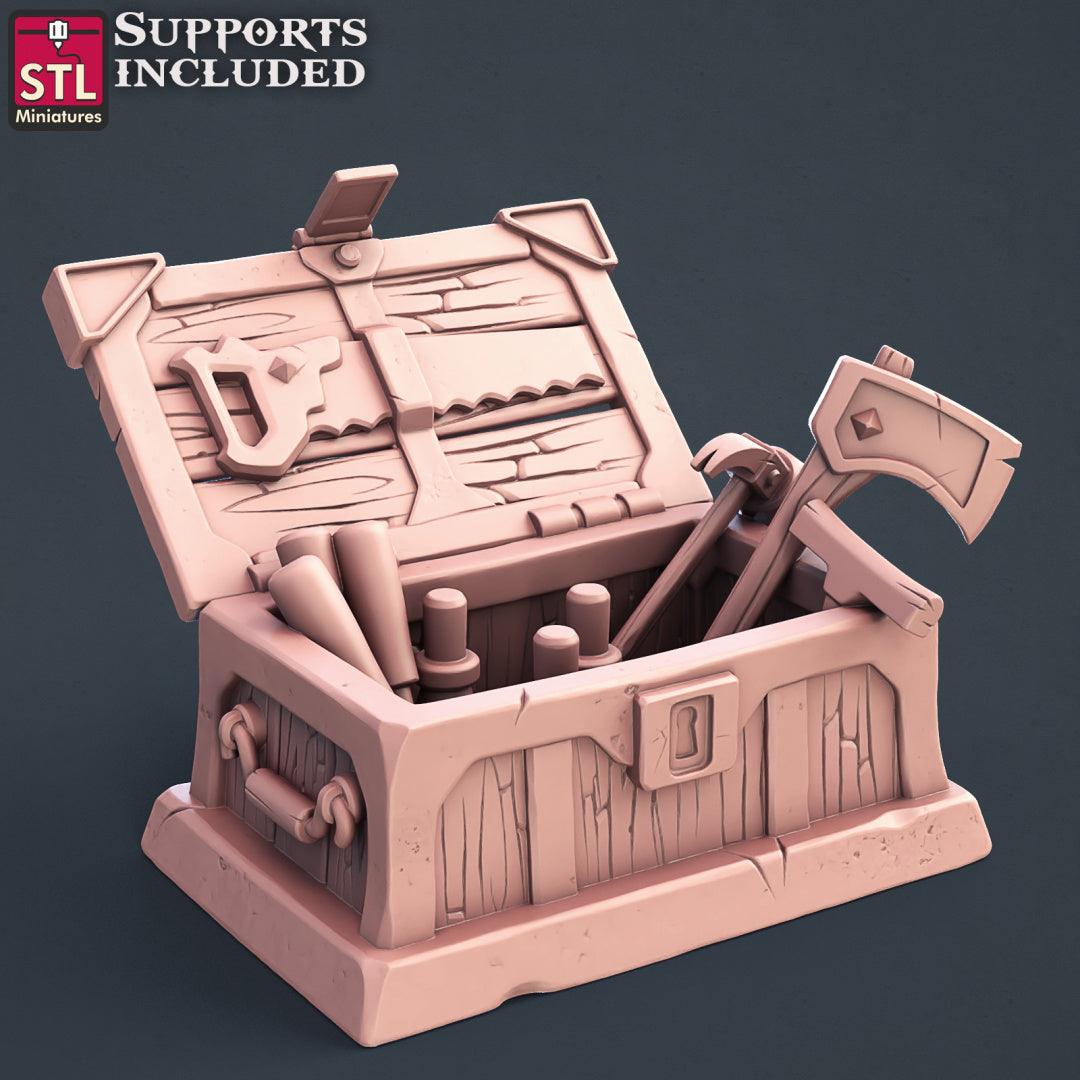 3D Printed STL Miniatures Carpenter Set 28mm - 32mm War Gaming D&D - 3D Printing Boss 