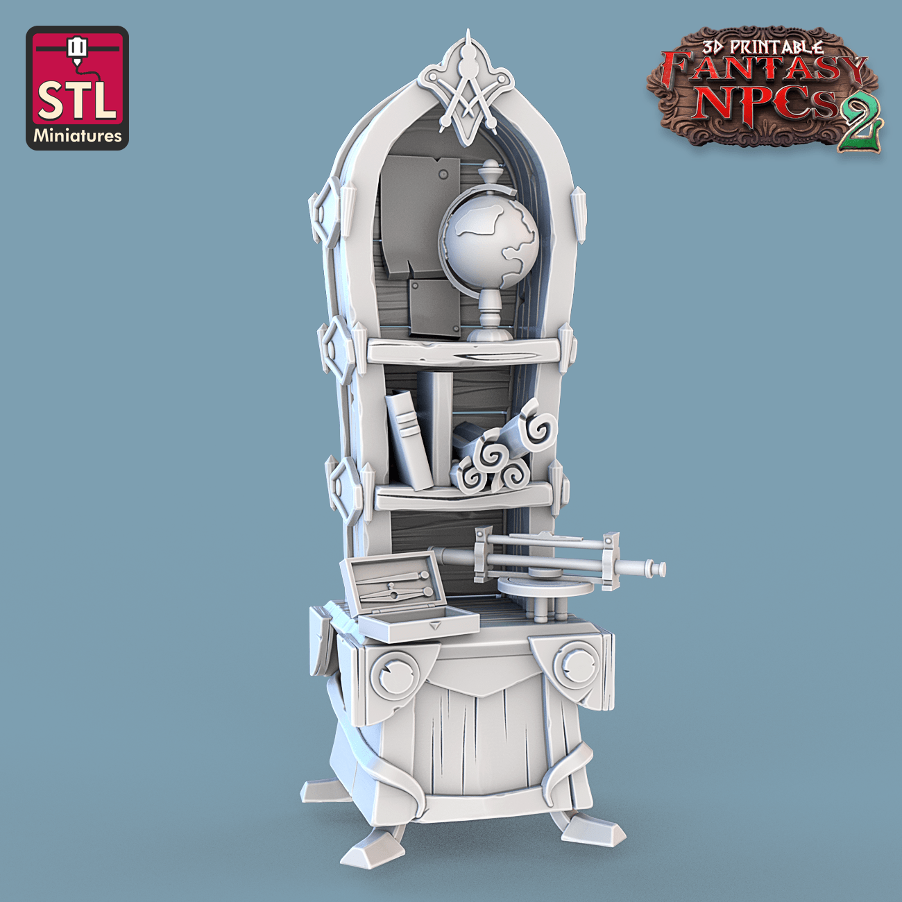 3D Printed STL Miniatures Cartographers Set Fantasy NPC 2 | 28 - 32mm War Gaming D&D - 3D Printing Boss 