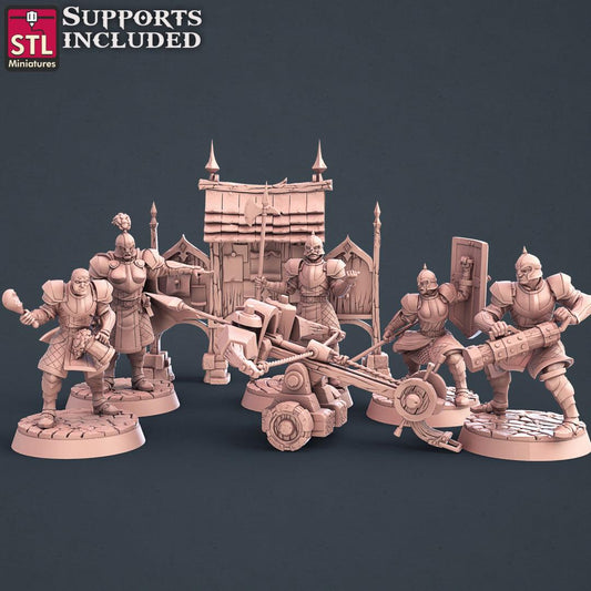 3D Printed STL Miniatures City Guards Set Fantasy NPC 2 | 28 - 32mm War Gaming D&D - 3D Printing Boss 