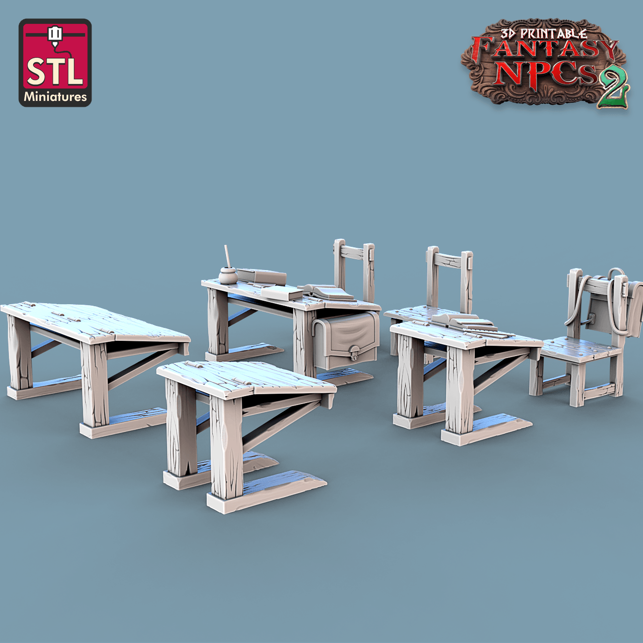 3D Printed STL Miniatures Classroom Set Fantasy NPC 2 | 28 - 32mm War Gaming D&D - 3D Printing Boss 