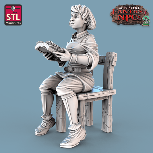 3D Printed STL Miniatures Classroom Set Fantasy NPC 2 | 28 - 32mm War Gaming D&D - 3D Printing Boss 