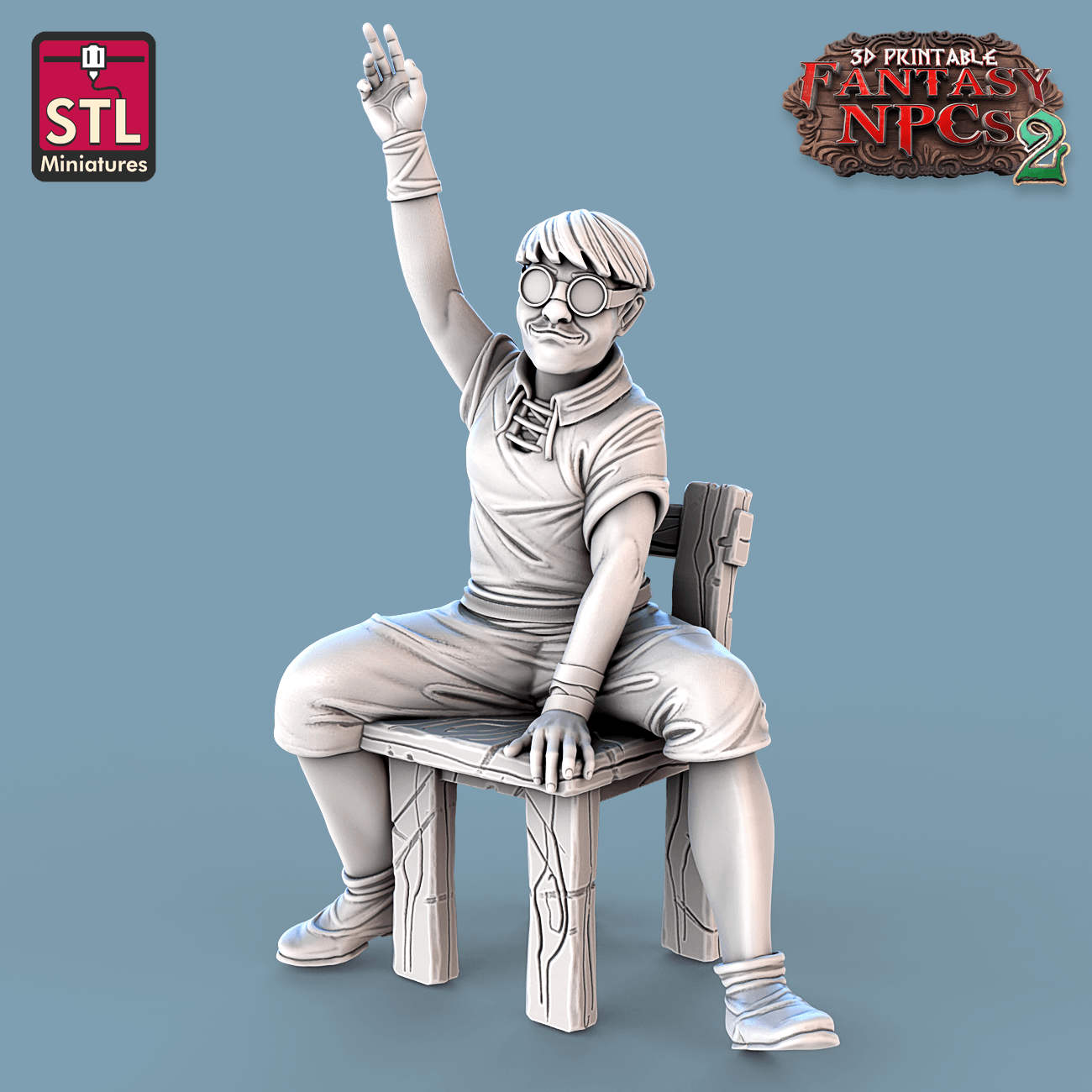3D Printed STL Miniatures Classroom Set Fantasy NPC 2 | 28 - 32mm War Gaming D&D - 3D Printing Boss 
