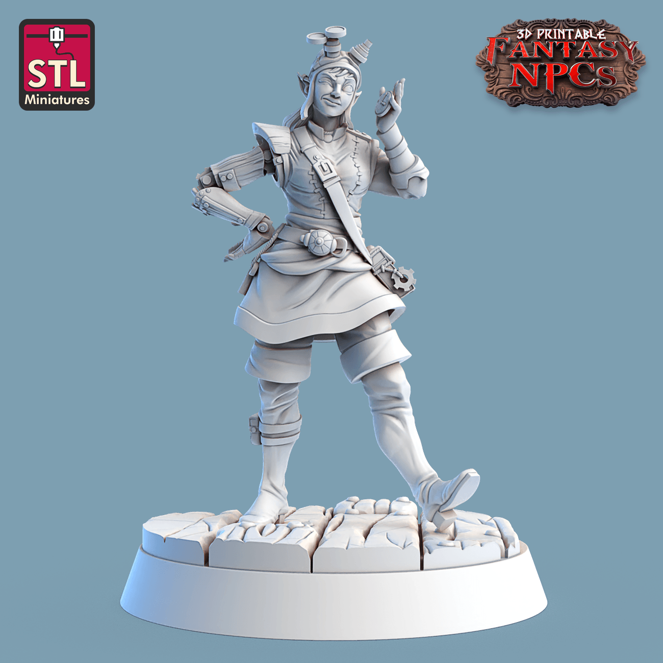 3D Printed STL Miniatures Clockworkers Set Fantasy NPC 28mm - 32mm War Gaming D&D - 3D Printing Boss 