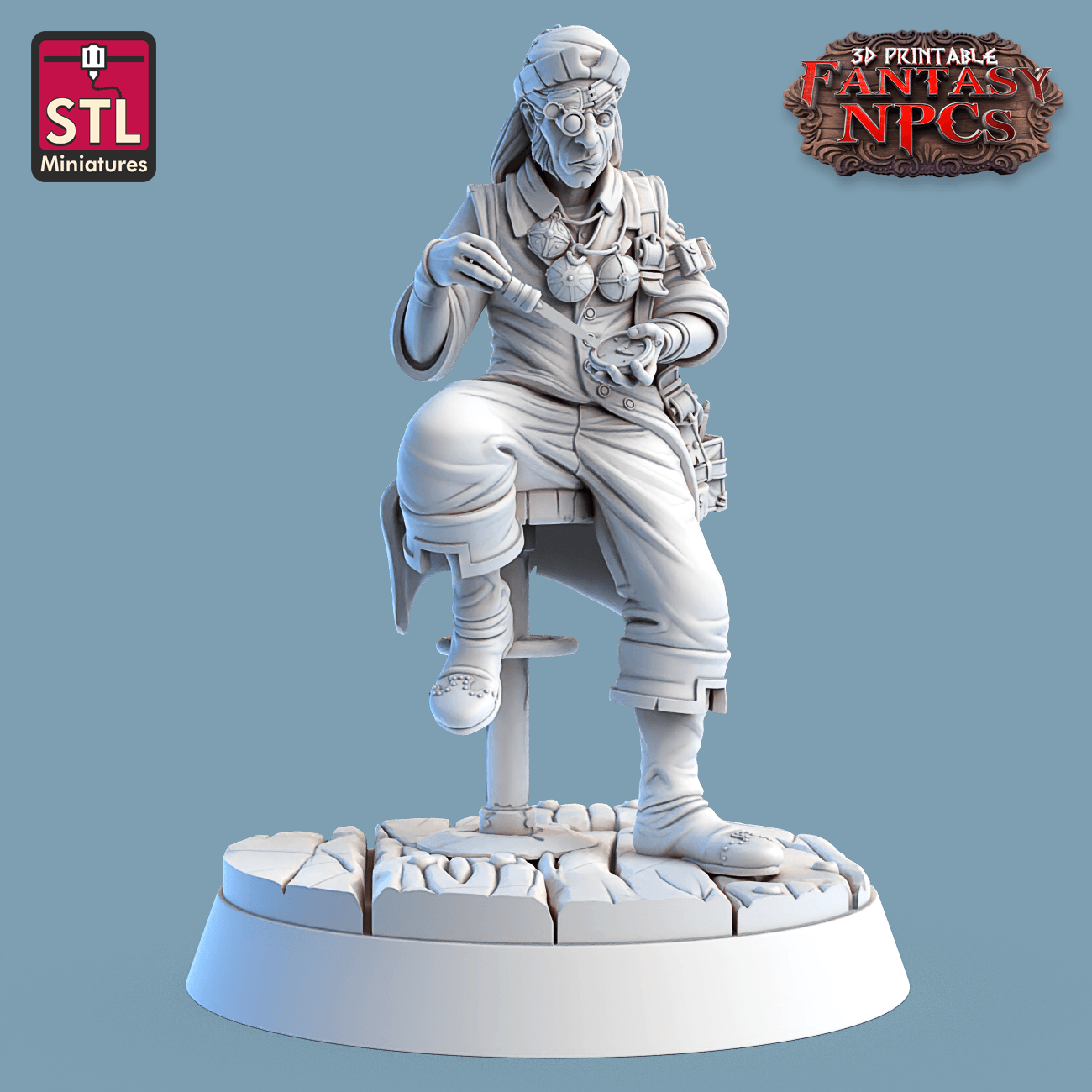 3D Printed STL Miniatures Clockworkers Set Fantasy NPC 28mm - 32mm War Gaming D&D - 3D Printing Boss 