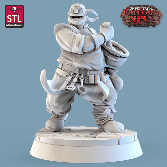 3D Printed STL Miniatures Cook Set Fantasy NPC 28mm - 32mm War Gaming D&D - 3D Printing Boss 