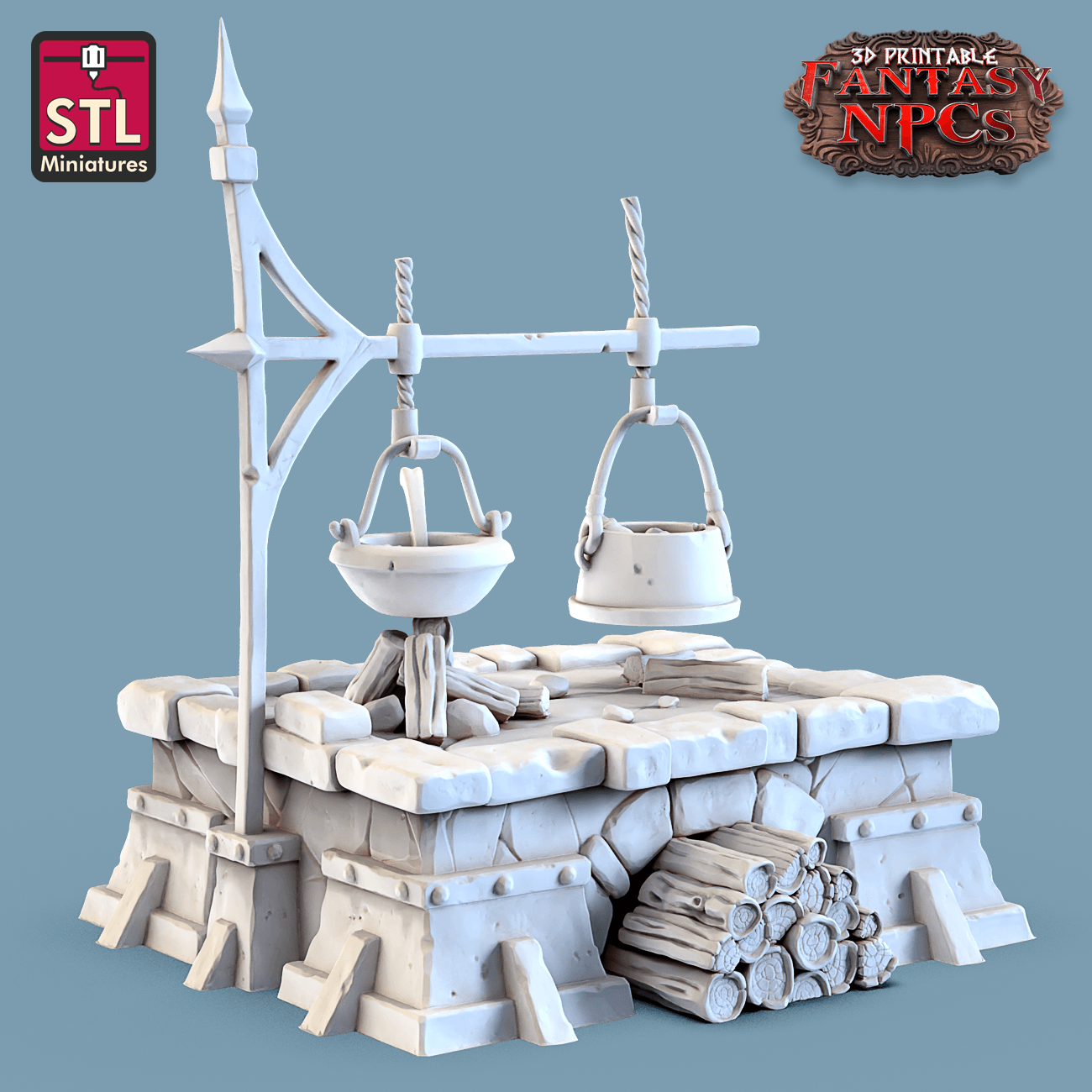 3D Printed STL Miniatures Cook Set Fantasy NPC 28mm - 32mm War Gaming D&D - 3D Printing Boss 