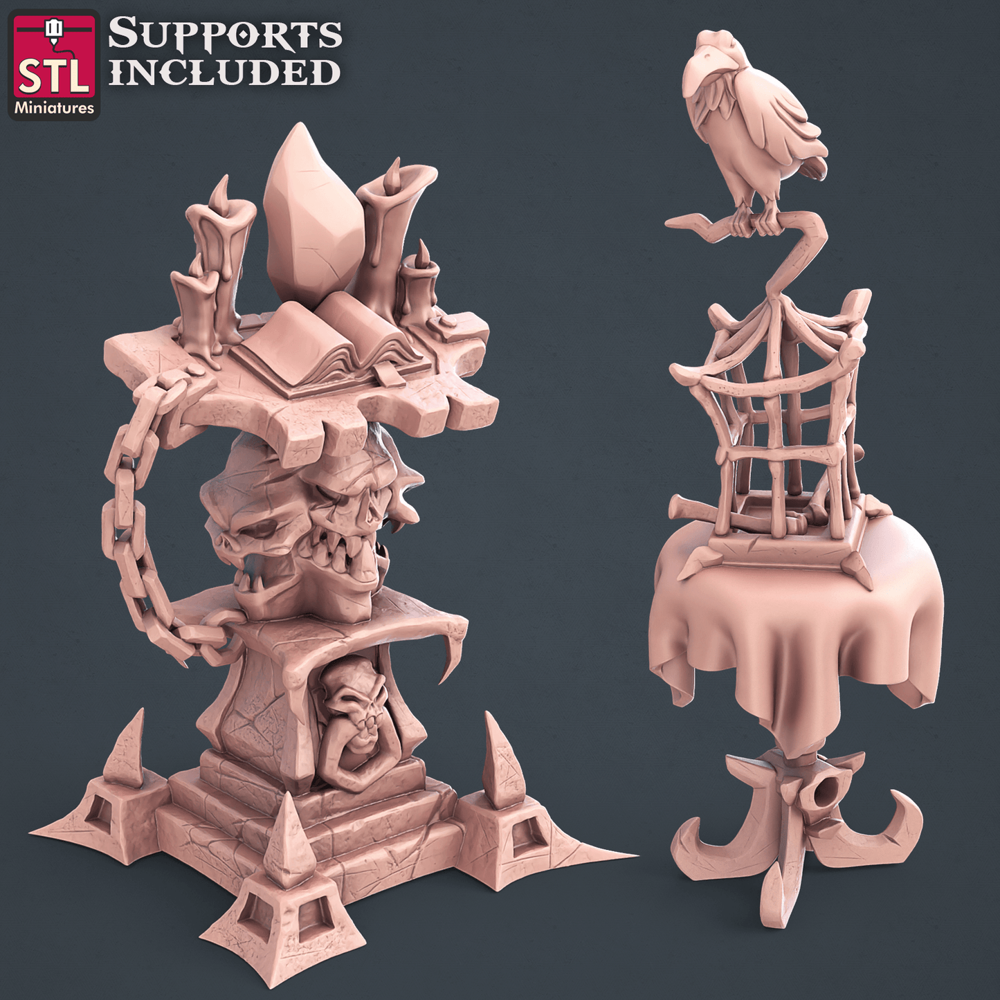 3D Printed STL Miniatures Darkwizard Set 28mm - 32mm War Gaming D&D - 3D Printing Boss 