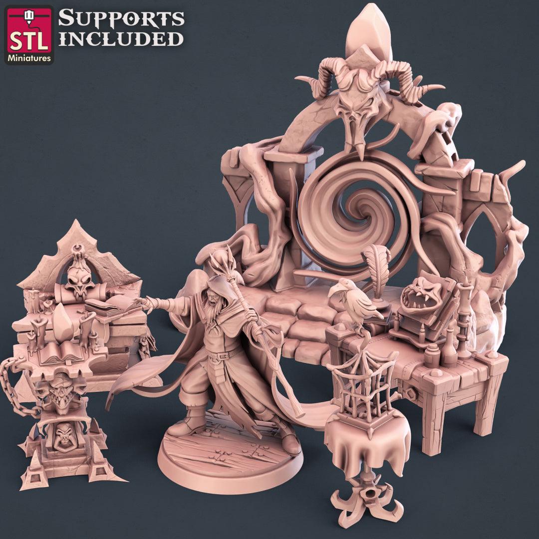 3D Printed STL Miniatures Darkwizard Set 28mm - 32mm War Gaming D&D - 3D Printing Boss 