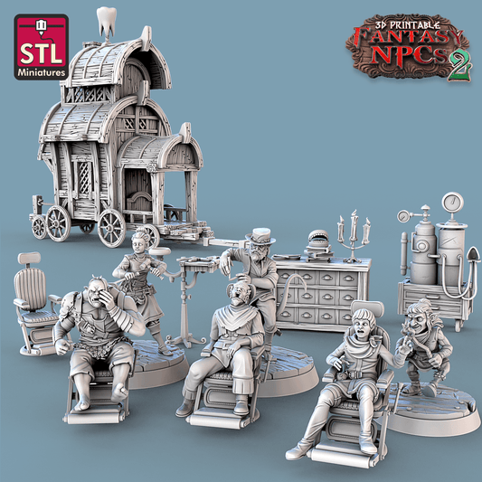 3D Printed STL Miniatures Dentist Set Fantasy NPC 2 | 28 - 32mm War Gaming D&D - 3D Printing Boss 