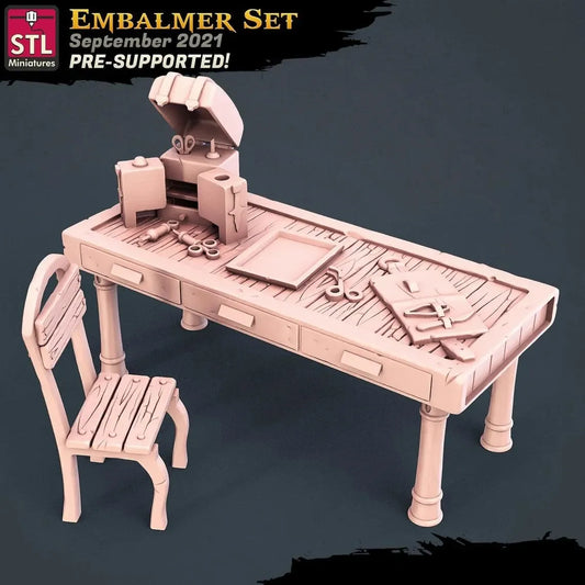 3D Printed STL Miniatures Embalmer Set Fantasy NPC 2 | 28 - 32mm War Gaming D&D - 3D Printing Boss 