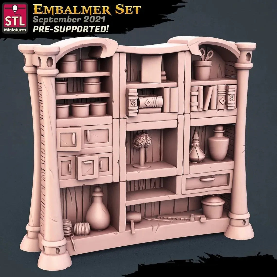 3D Printed STL Miniatures Embalmer Set Fantasy NPC 2 | 28 - 32mm War Gaming D&D - 3D Printing Boss 