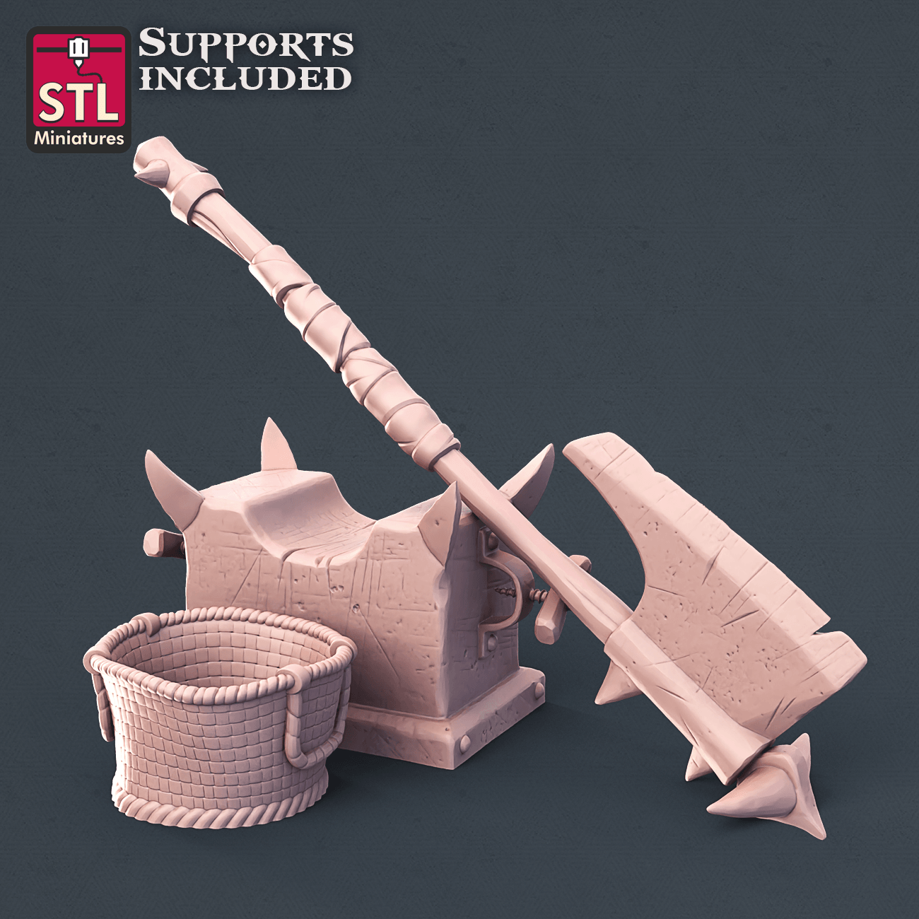 3D Printed STL Miniatures Executioner Set 28mm - 32mm War Gaming D&D - 3D Printing Boss 