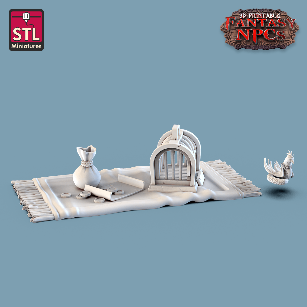 3D Printed STL Miniatures Exotic Pet Vendor Set Fantasy NPC 28mm - 32mm War Gaming D&D - 3D Printing Boss 