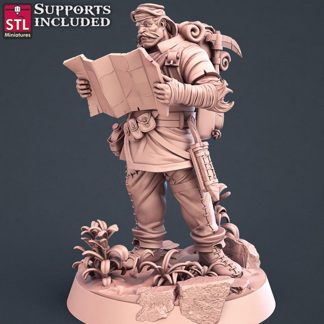 3D Printed STL Miniatures Explorers Set Fantasy NPC 2 | 28 - 32mm War Gaming D&D - 3D Printing Boss 