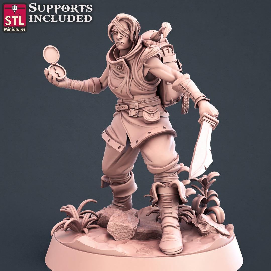 3D Printed STL Miniatures Explorers Set Fantasy NPC 2 | 28 - 32mm War Gaming D&D - 3D Printing Boss 