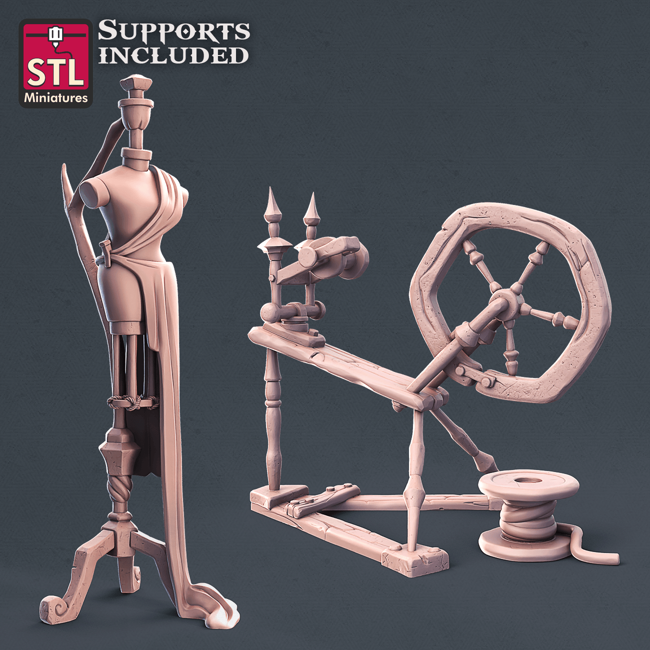 3D Printed STL Miniatures Fabric Seller Set 28mm - 32mm War Gaming D&D - 3D Printing Boss 