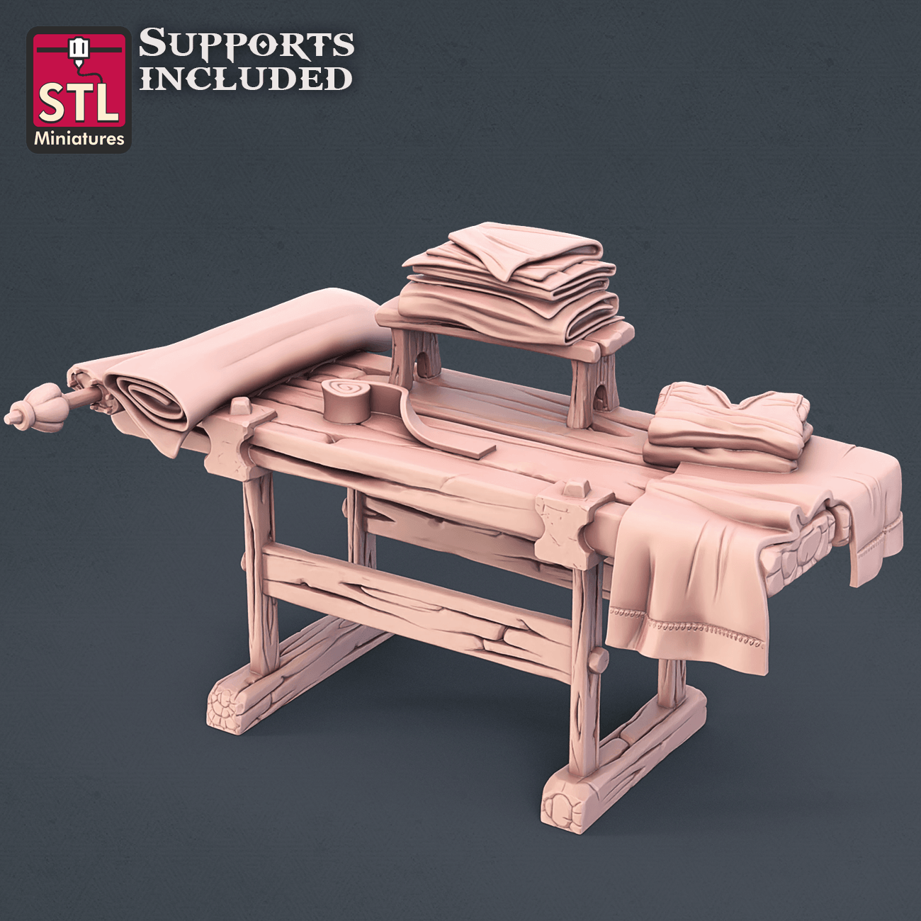 3D Printed STL Miniatures Fabric Seller Set 28mm - 32mm War Gaming D&D - 3D Printing Boss 