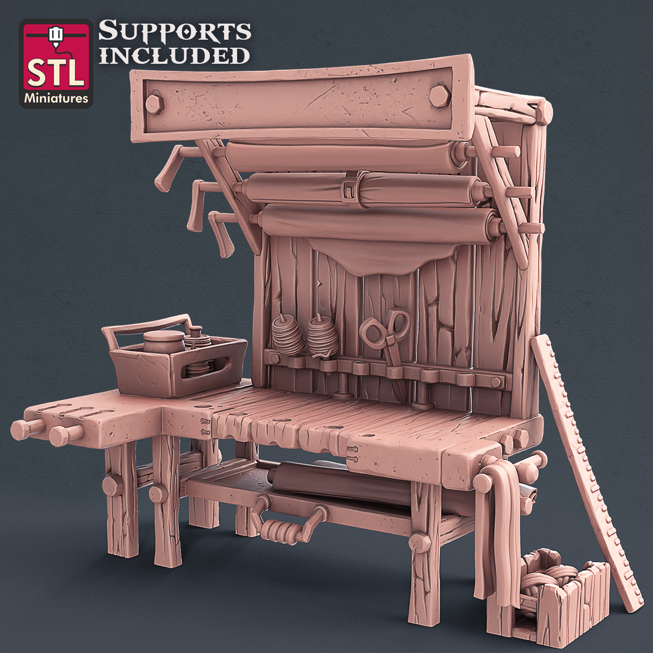 3D Printed STL Miniatures Fabric Seller Set 28mm - 32mm War Gaming D&D - 3D Printing Boss 