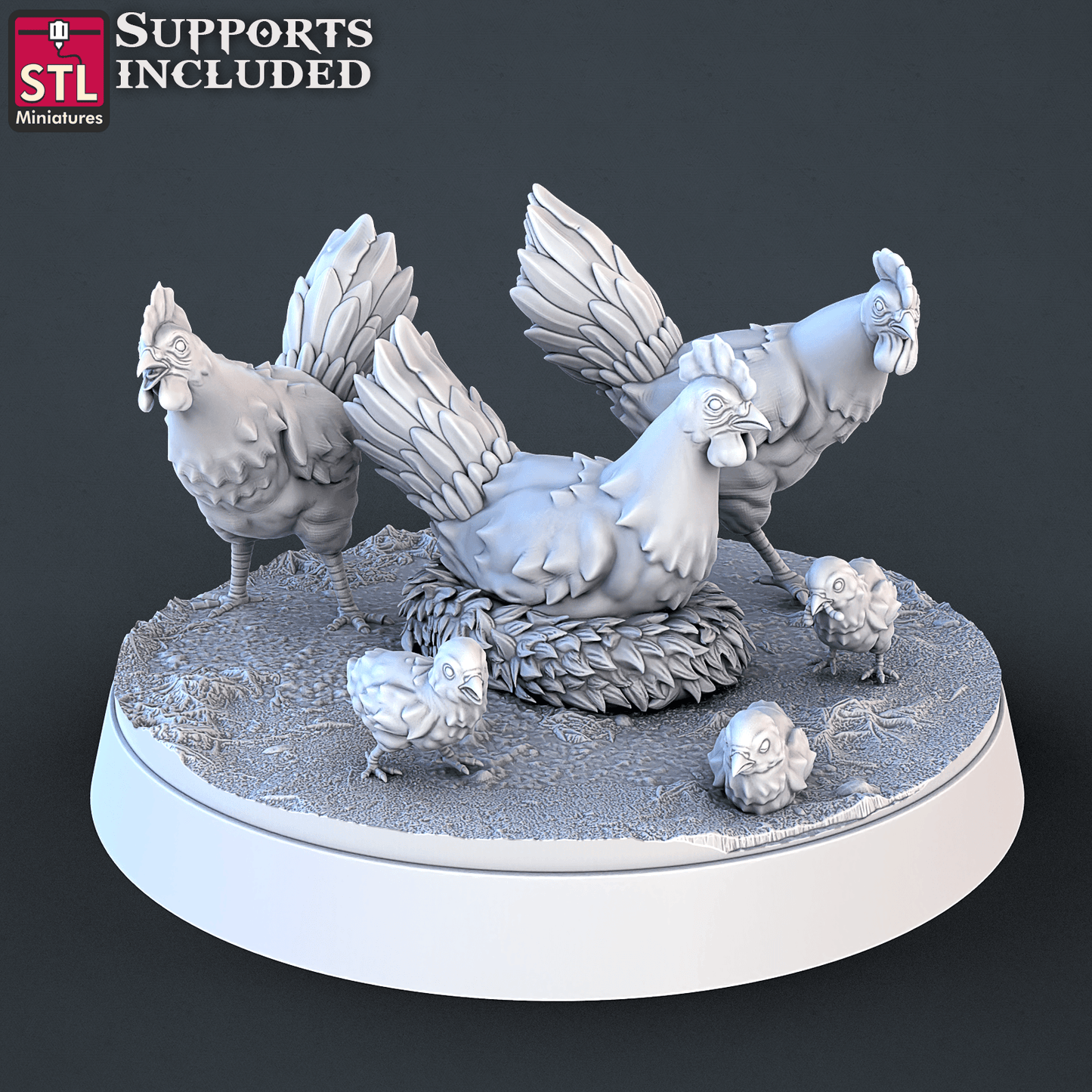3D Printed STL Miniatures Farm Animals Set | 28 - 32mm War Gaming D&D - 3D Printing Boss 