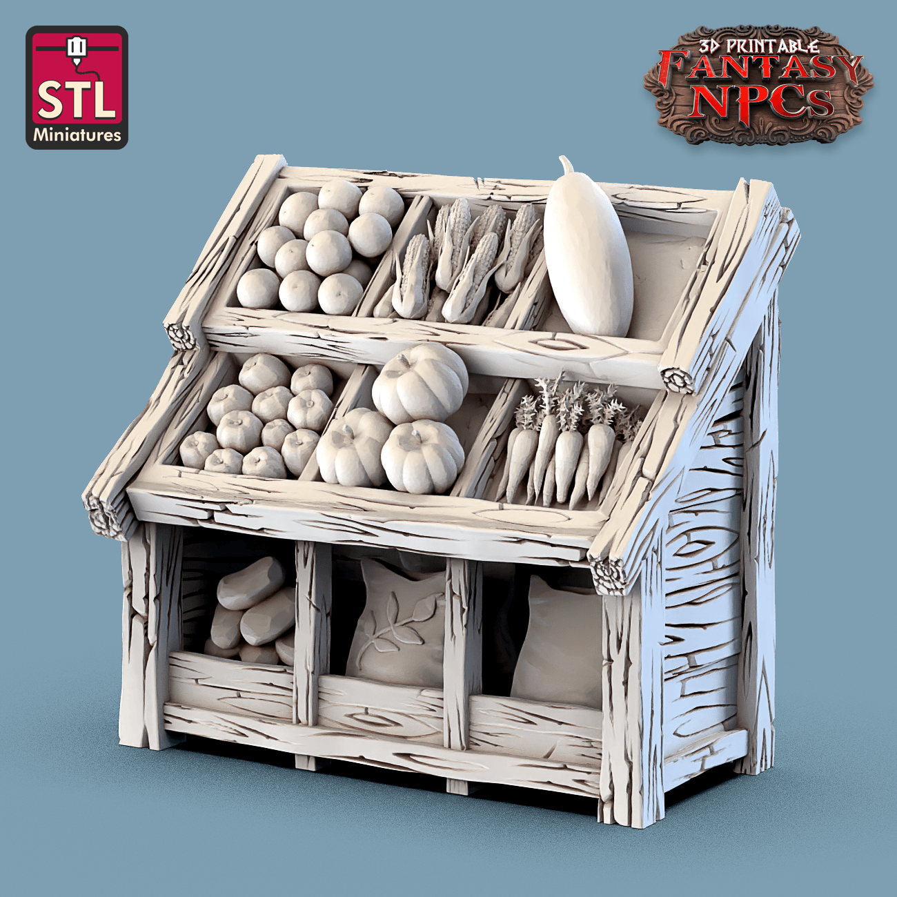 3D Printed STL Miniatures Farmer Set Fantasy NPC 28mm - 32mm War Gaming D&D - 3D Printing Boss 
