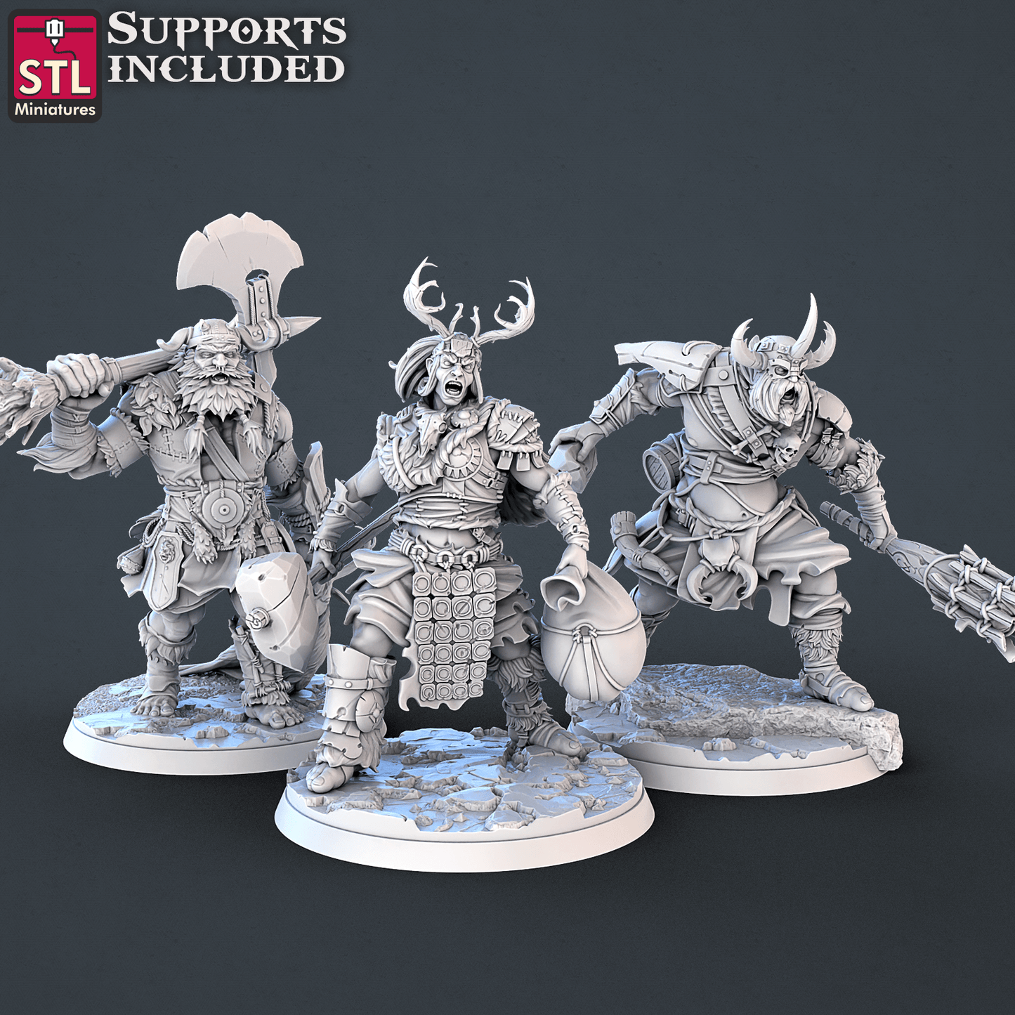 3D Printed STL Miniatures Frost Giants Set | 28 - 32mm War Gaming D&D - 3D Printing Boss 