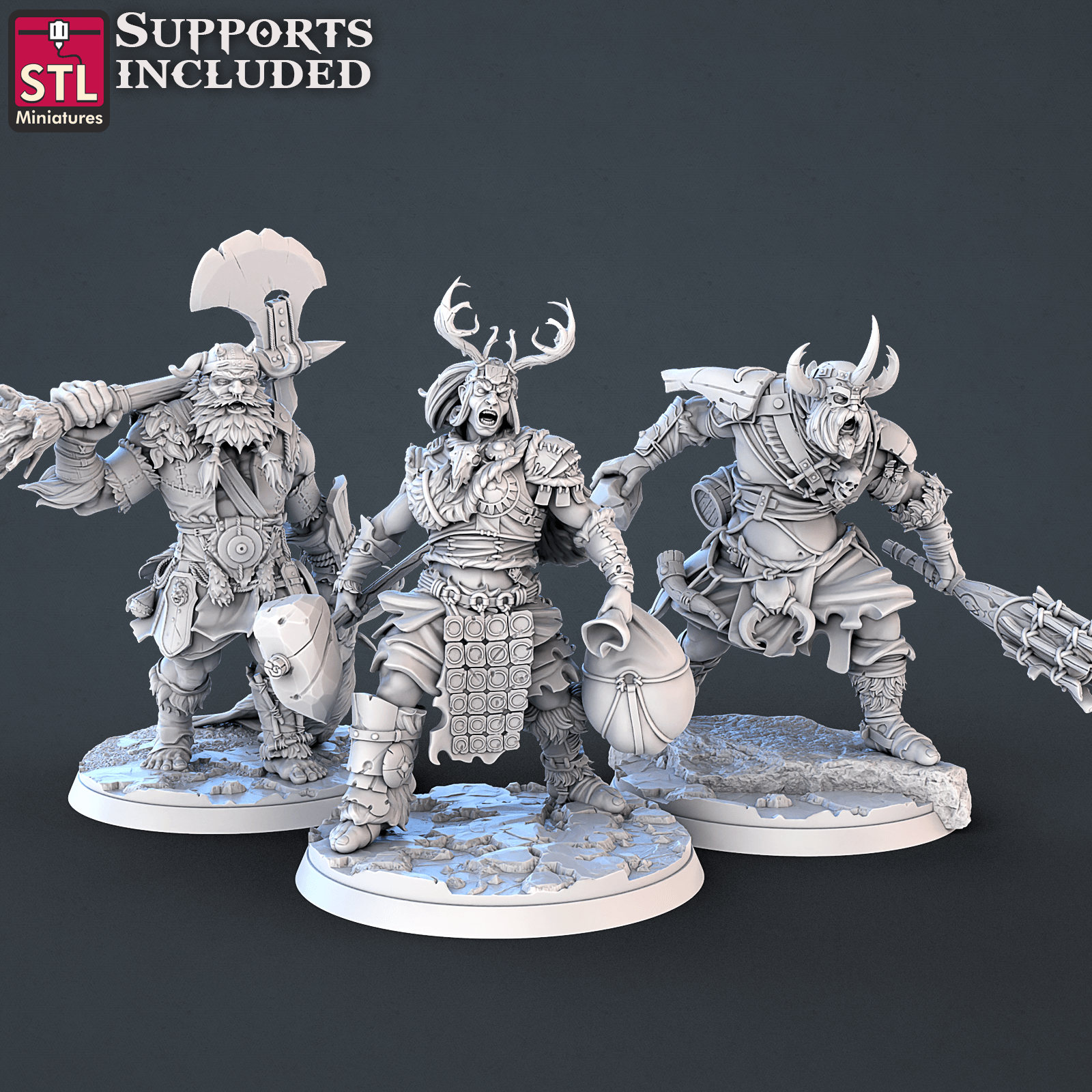 3D Printed STL Miniatures Frost Giants Set | 28 - 32mm War Gaming D&D - 3D Printing Boss 