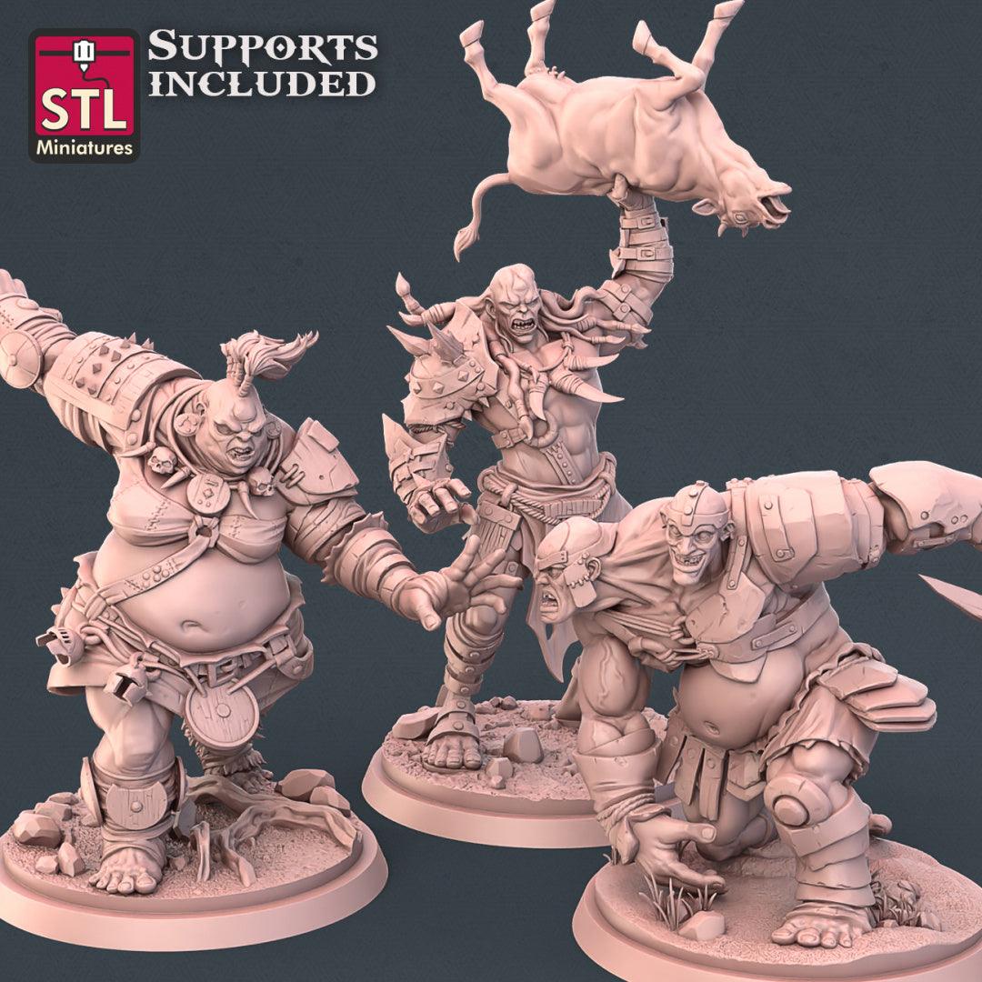 3D Printed STL Miniatures Giants Set 28mm - 32mm War Gaming D&D - 3D Printing Boss 