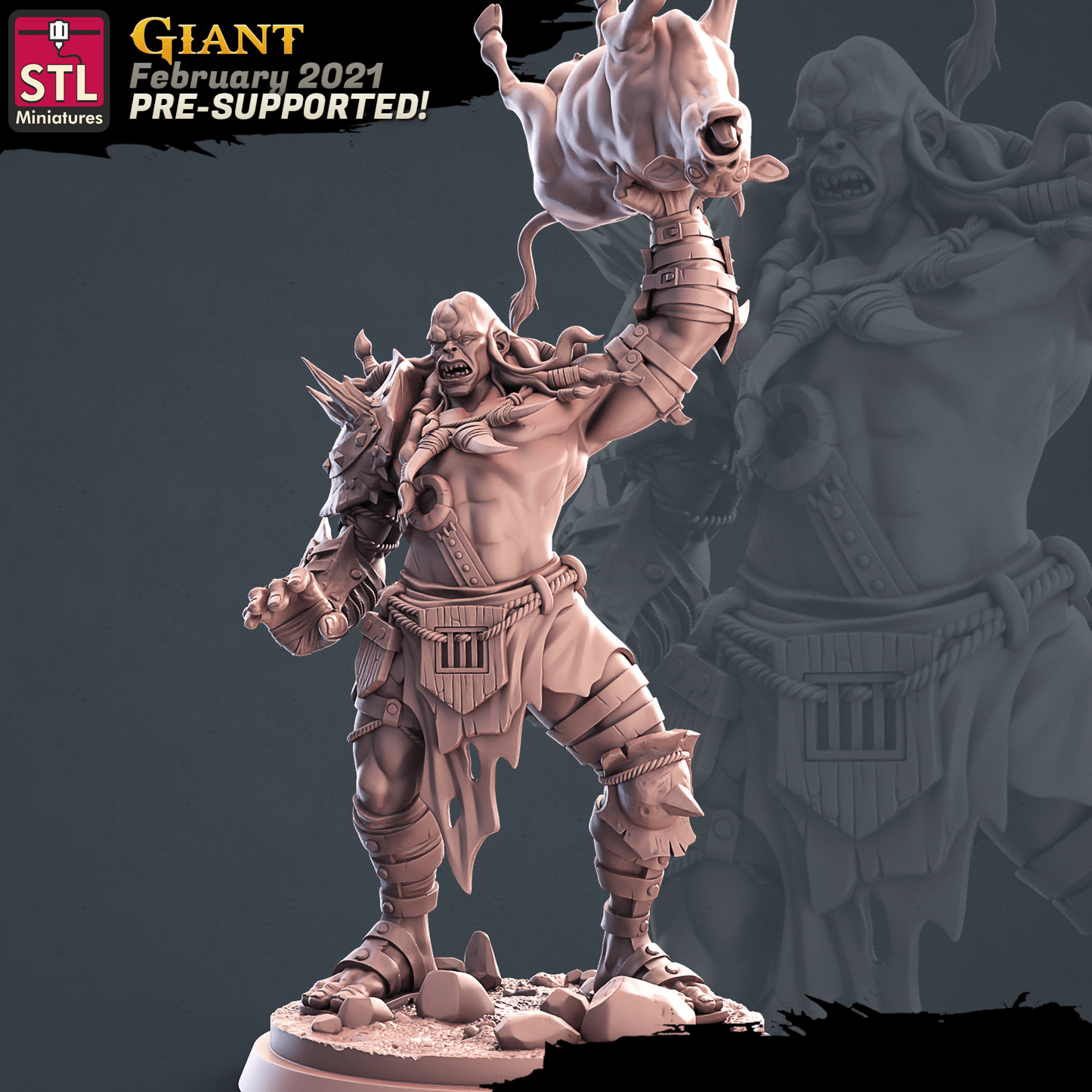 3D Printed STL Miniatures Giants Set 28mm - 32mm War Gaming D&D - 3D Printing Boss 