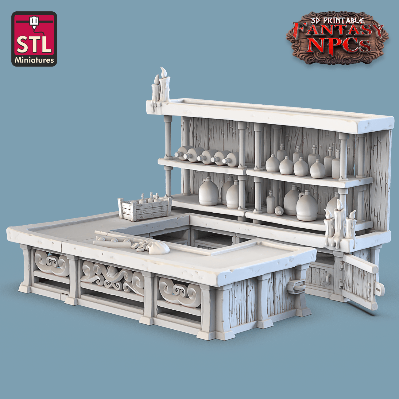 3D Printed STL Miniatures Glassblower Set Fantasy NPC 28mm - 32mm War Gaming D&D - 3D Printing Boss 