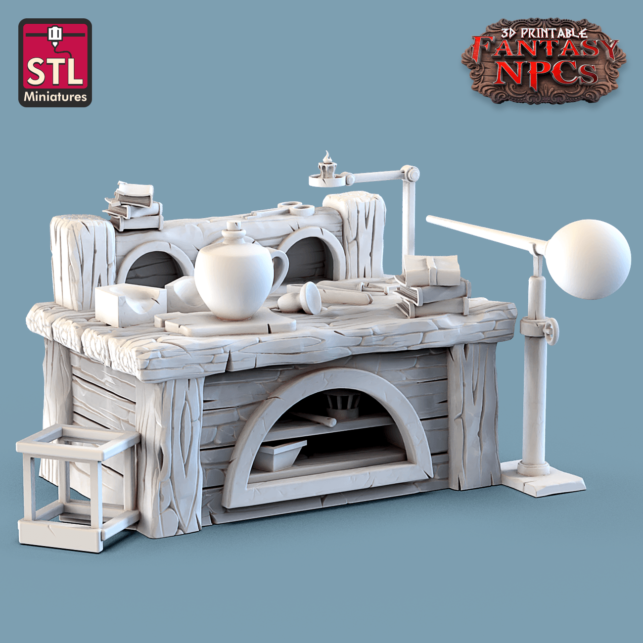 3D Printed STL Miniatures Glassblower Set Fantasy NPC 28mm - 32mm War Gaming D&D - 3D Printing Boss 