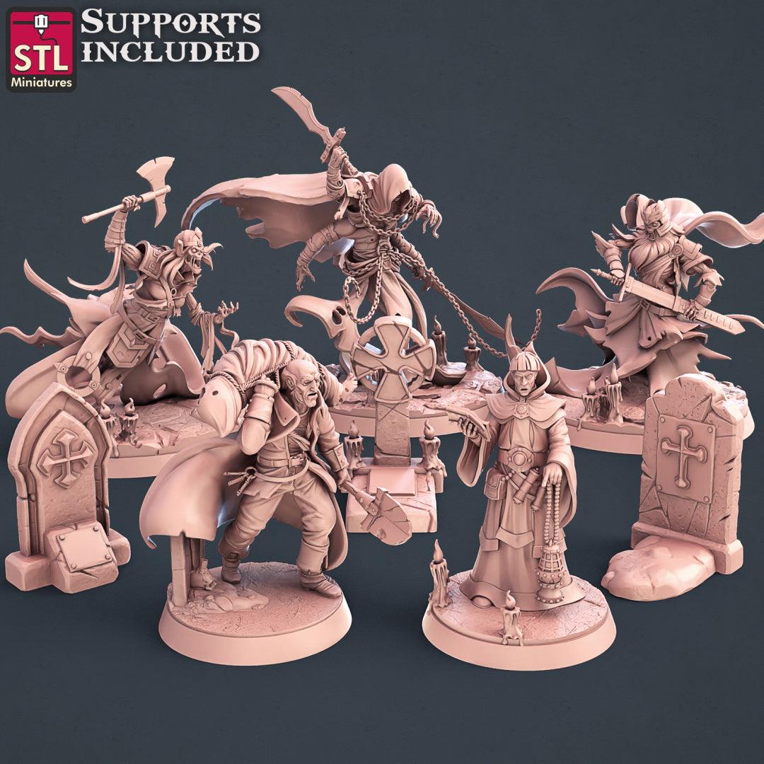 3D Printed STL Miniatures Graveyard Set 28mm - 32mm War Gaming D&D - 3D Printing Boss 