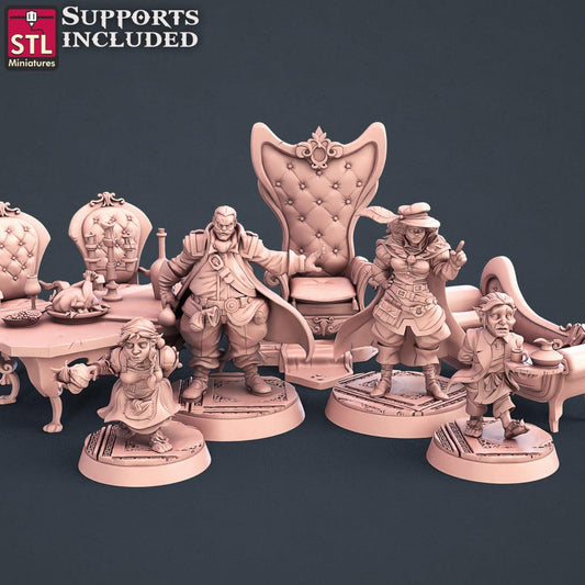 3D Printed STL Miniatures Guild Masters Set 28mm - 32mm War Gaming D&D - 3D Printing Boss 