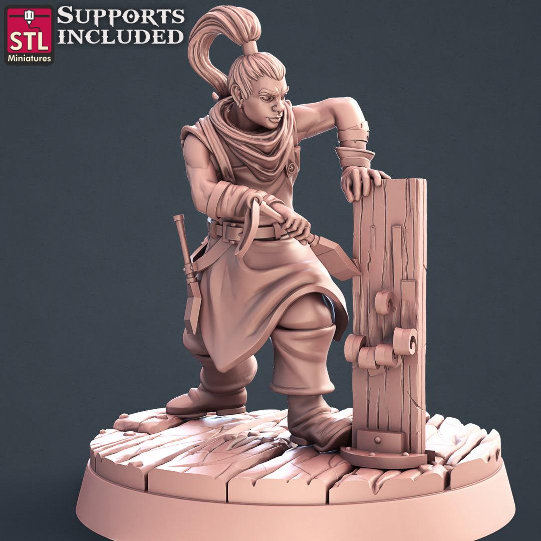 3D Printed STL Miniatures Human Carpenter Set Fantasy NPC 2 | 28 - 32mm War Gaming D&D - 3D Printing Boss 