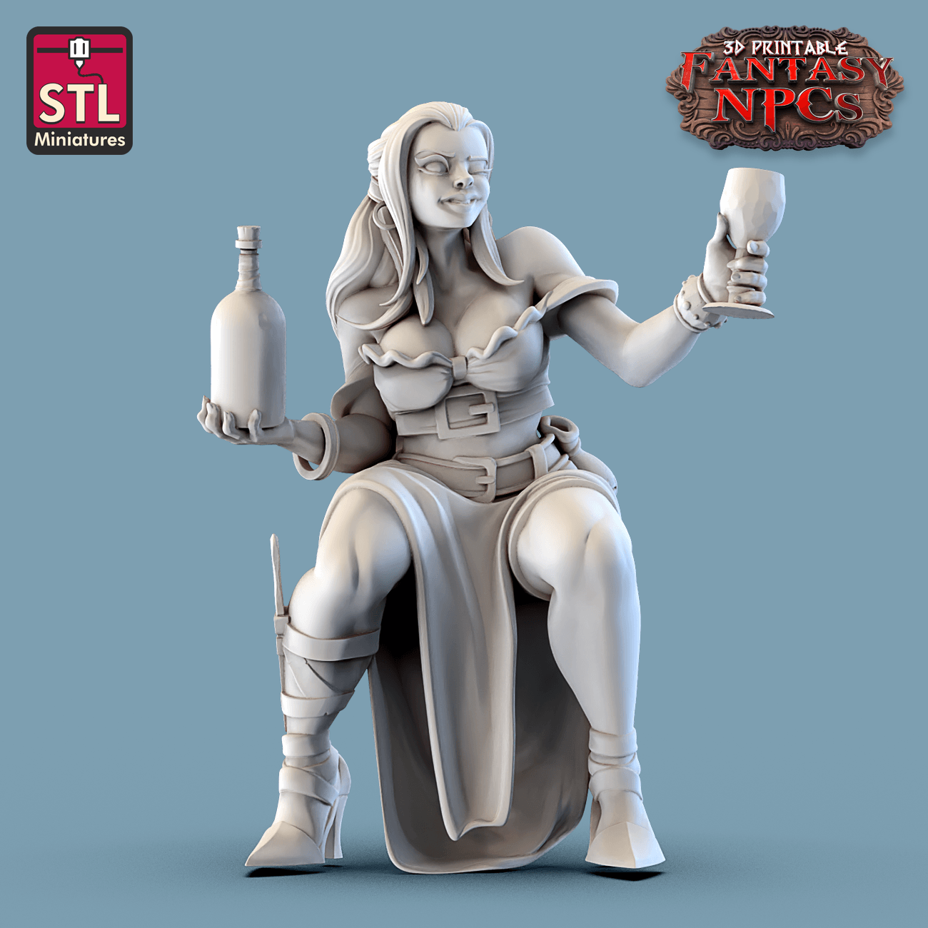 3D Printed STL Miniatures Inn Tavern Set Fantasy NPC 28mm - 32mm War Gaming D&D - 3D Printing Boss 