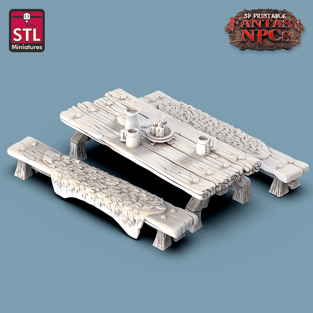 3D Printed STL Miniatures Inn Tavern Set Fantasy NPC 28mm - 32mm War Gaming D&D - 3D Printing Boss 