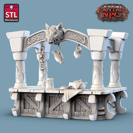 3D Printed STL Miniatures Inn Tavern Set Fantasy NPC 28mm - 32mm War Gaming D&D - 3D Printing Boss 