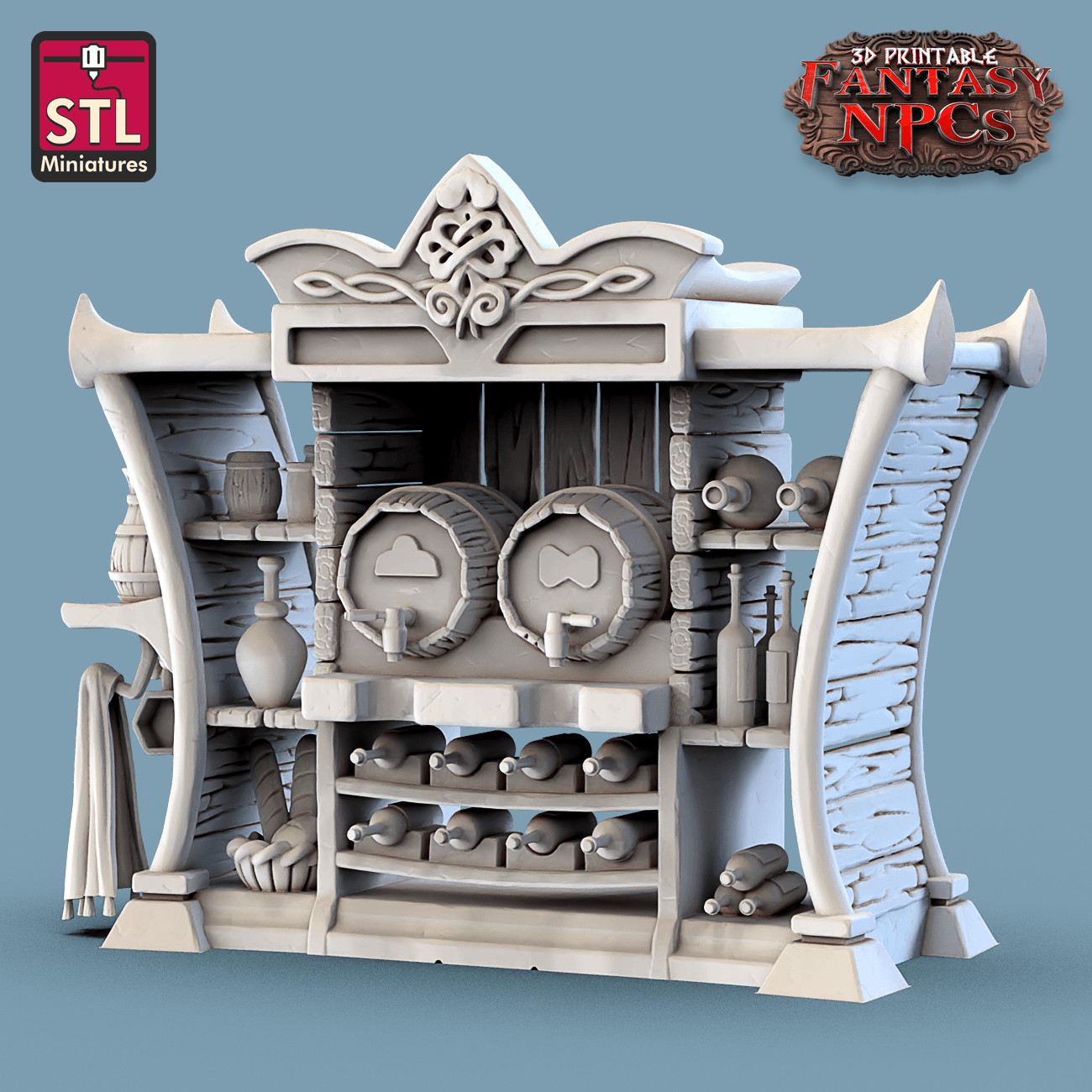 3D Printed STL Miniatures Inn Tavern Set Fantasy NPC 28mm - 32mm War Gaming D&D - 3D Printing Boss 