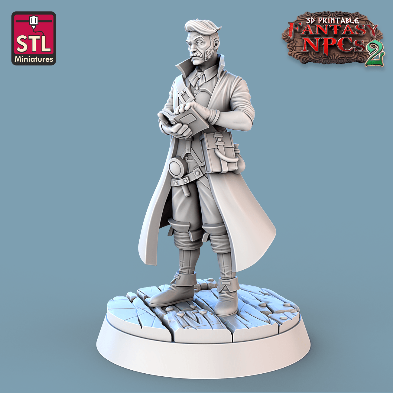3D Printed STL Miniatures Investigator Set Fantasy NPC 2 | 28 - 32mm War Gaming D&D - 3D Printing Boss 