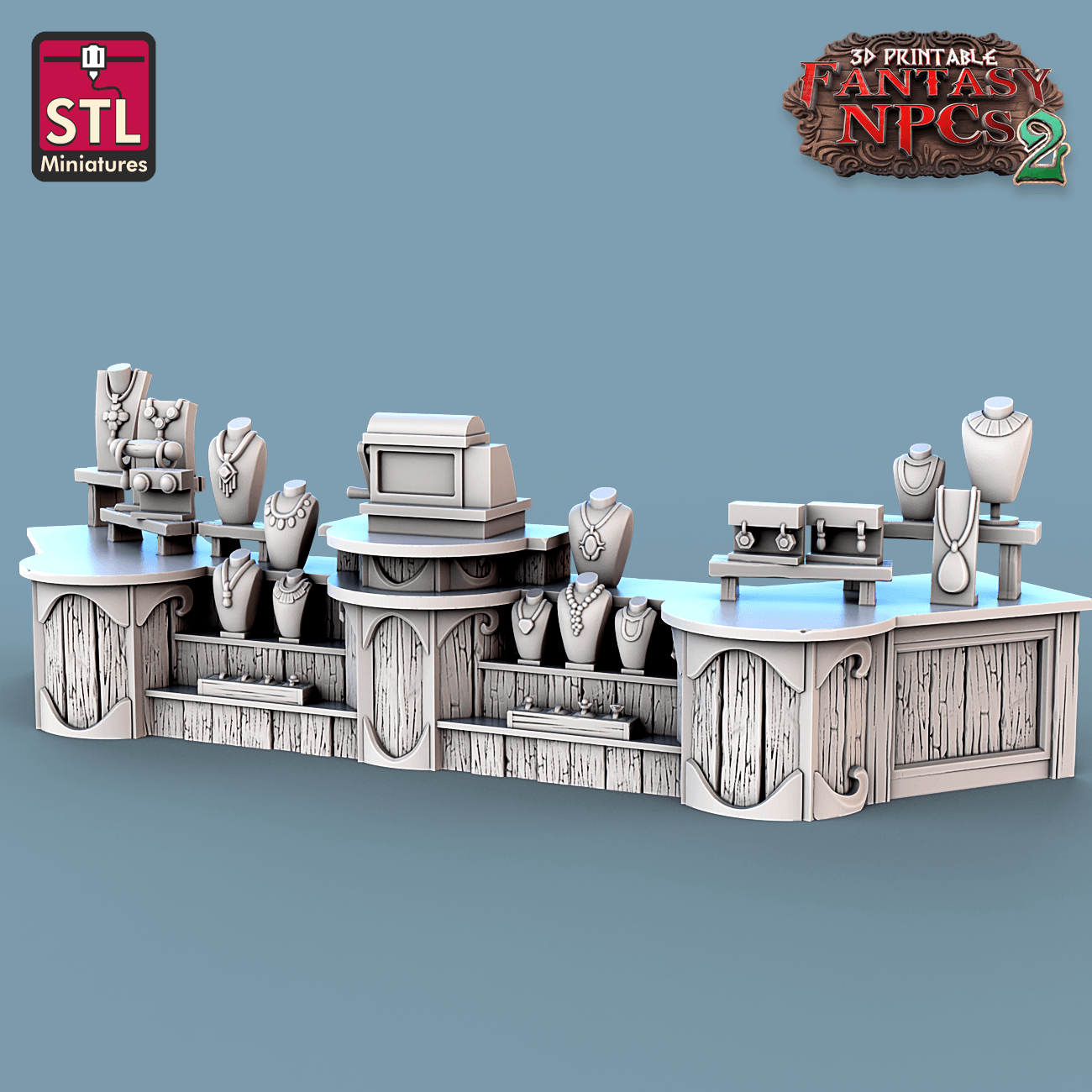 3D Printed STL Miniatures Jewelers Set Fantasy NPC 2 | 28 - 32mm War Gaming D&D - 3D Printing Boss 