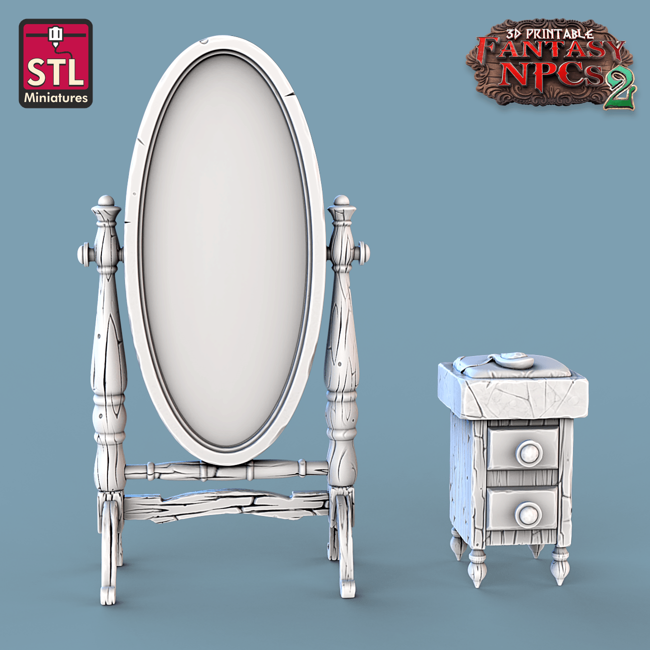 3D Printed STL Miniatures Jewelers Set Fantasy NPC 2 | 28 - 32mm War Gaming D&D - 3D Printing Boss 